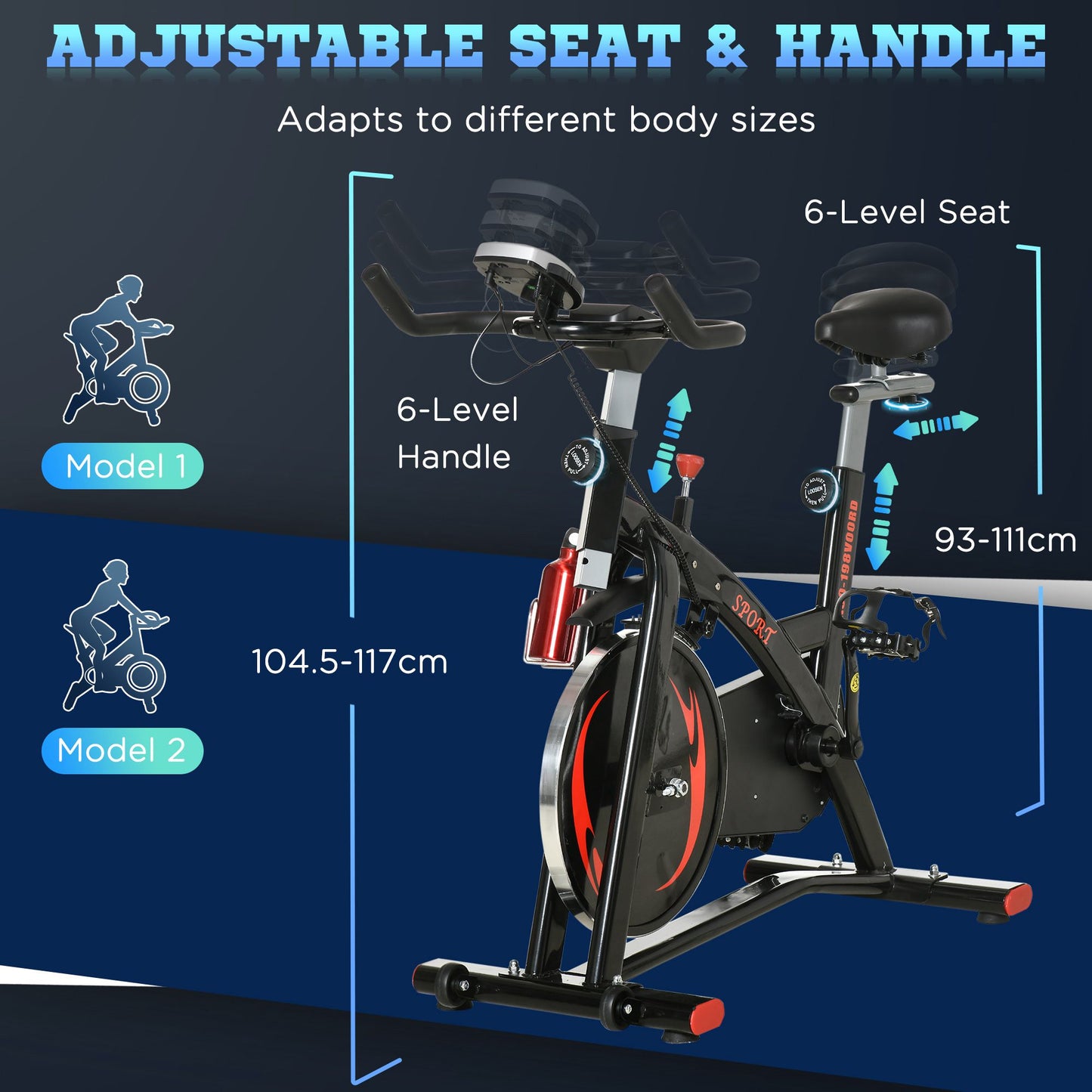 HOMCOM Stationary Exercise Bike, Aerobic Indoor Training,  Upright Cycling Cardio Workout