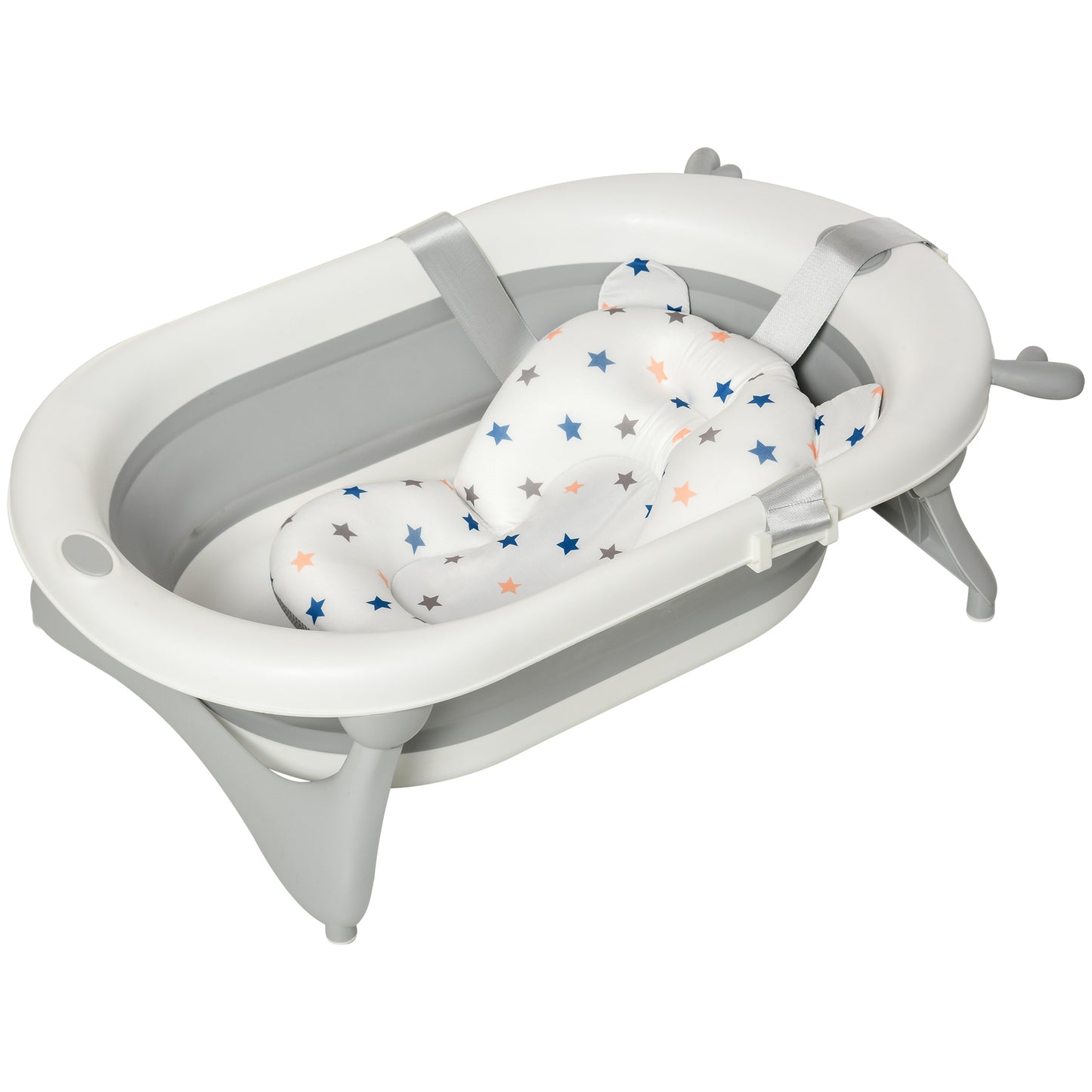 HOMCOM Foldable Portable Baby Bathtub w/ Baby Bath Temperature-Induced Water Plug for 0-3 years