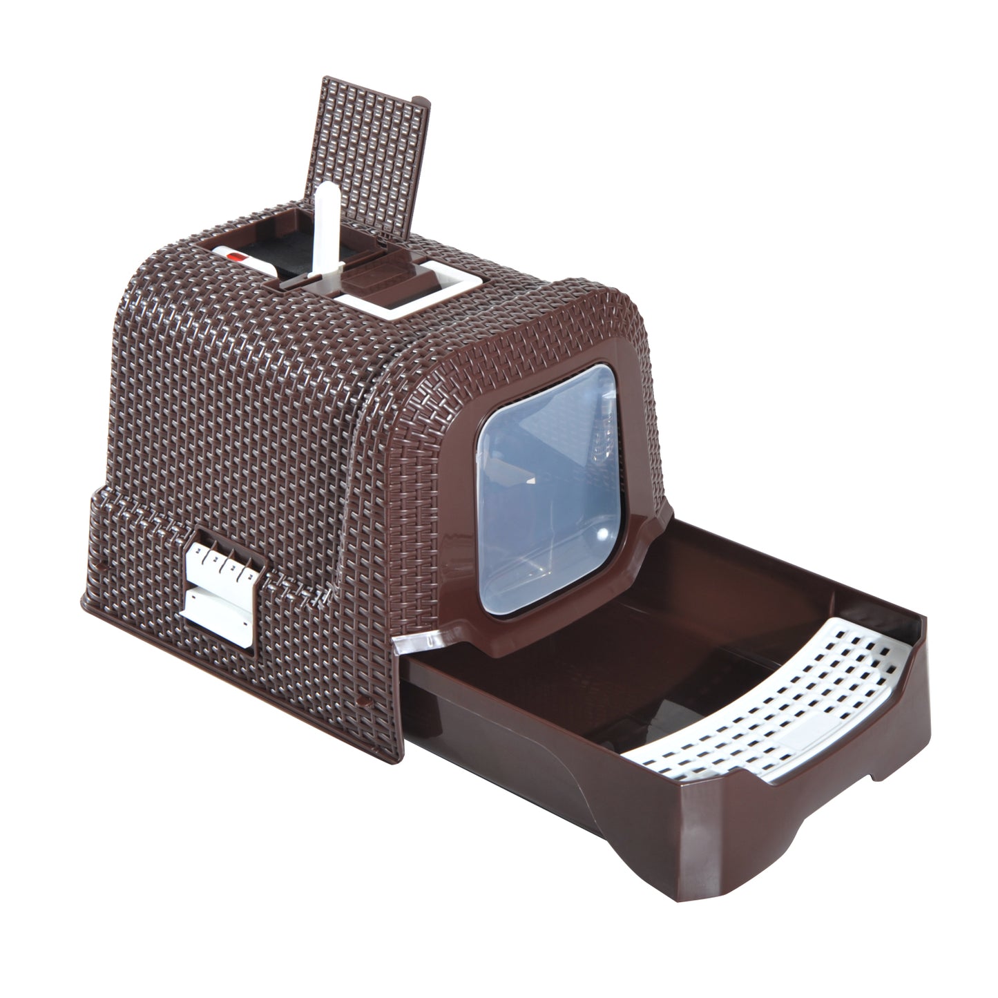 PawHut Cats PP Pull-Out Litter Box Dome with Scoop Coffee
