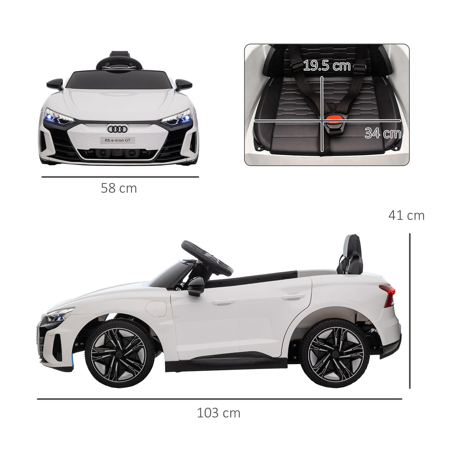 HOMCOM Audi Licensed Kids Electric Ride On Car with Parental Remote Control, White