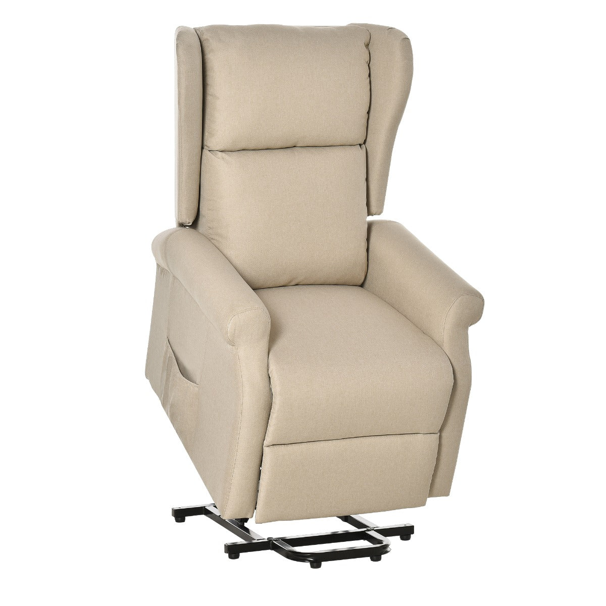HOMCOM Lift Armchair Electric Power Stand Assist Recliner Chair w/ Remote Control Linen Fabric Beige