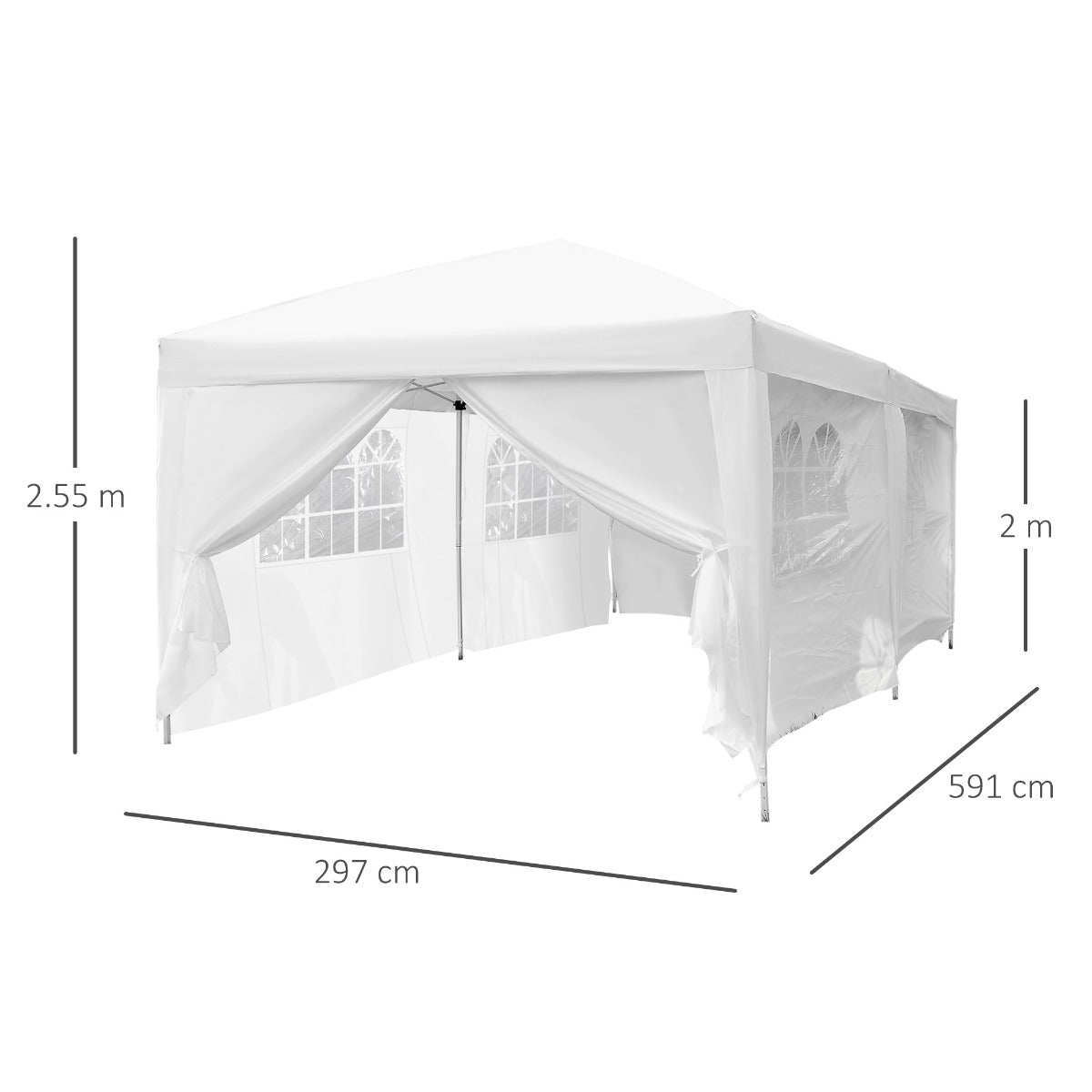 Outsunny 3 x 6m Garden Heavy Duty Water Resistant Pop Up Gazebo Marquee Party Tent Wedding Canopy Awning-White