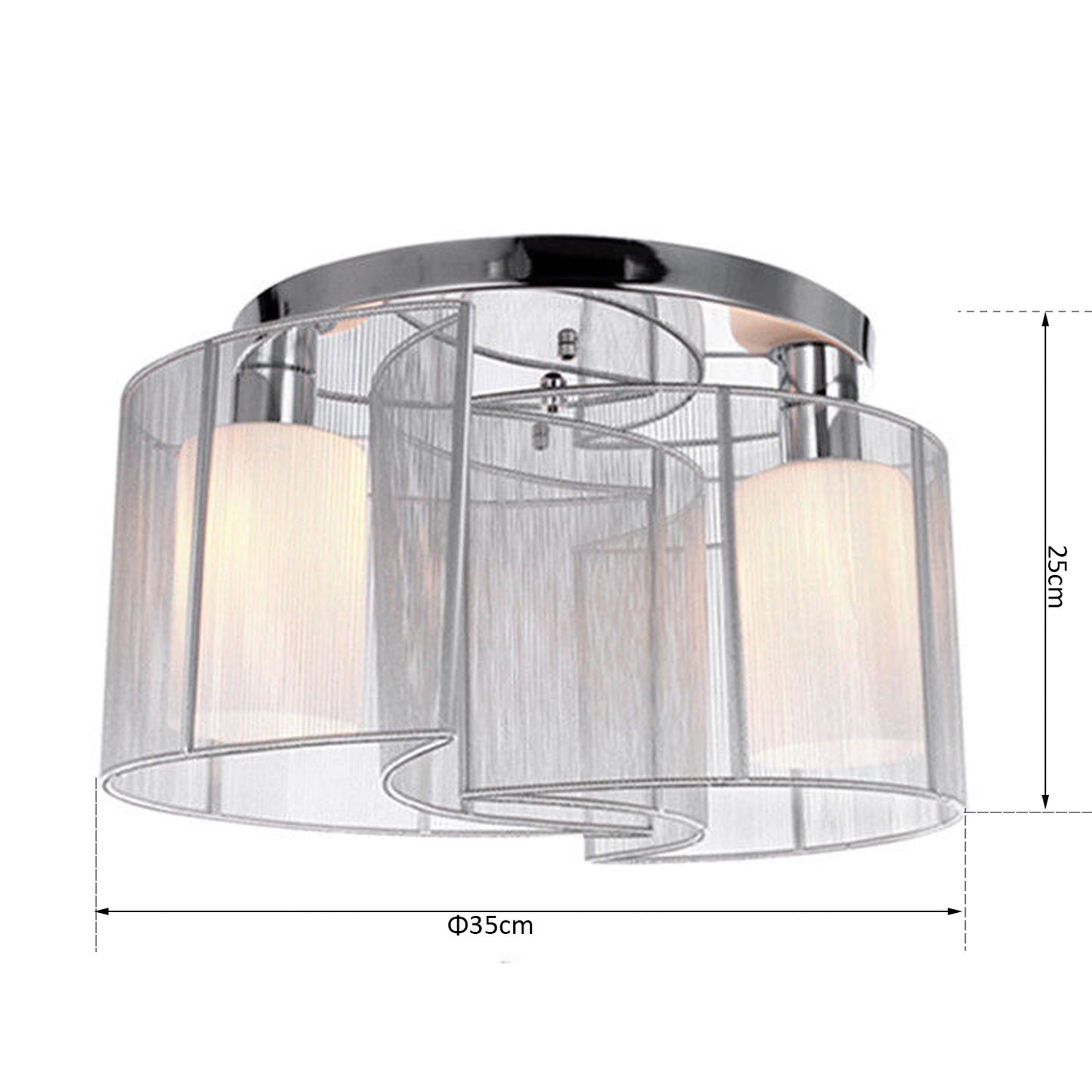 HOMCOM 40x25cm Metal Ceiling Light Pendant with Fabric Finish White