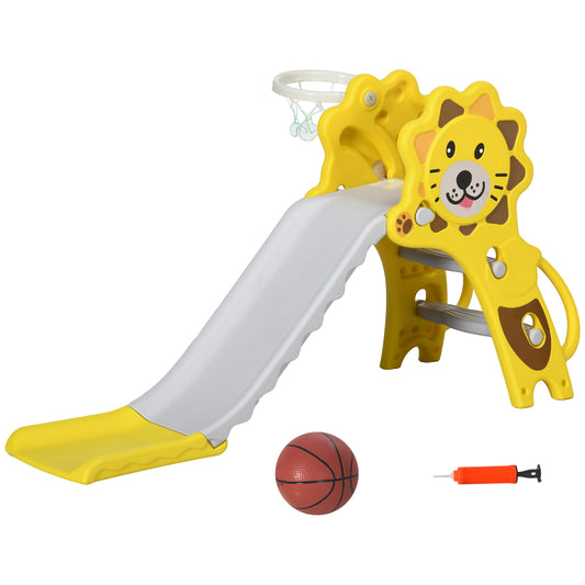 AIYAPLAY Baby Slide with Basketball Hoop Easy to Assemble Kids Slide for Indoor Use for Ages 1836 Months Yellow