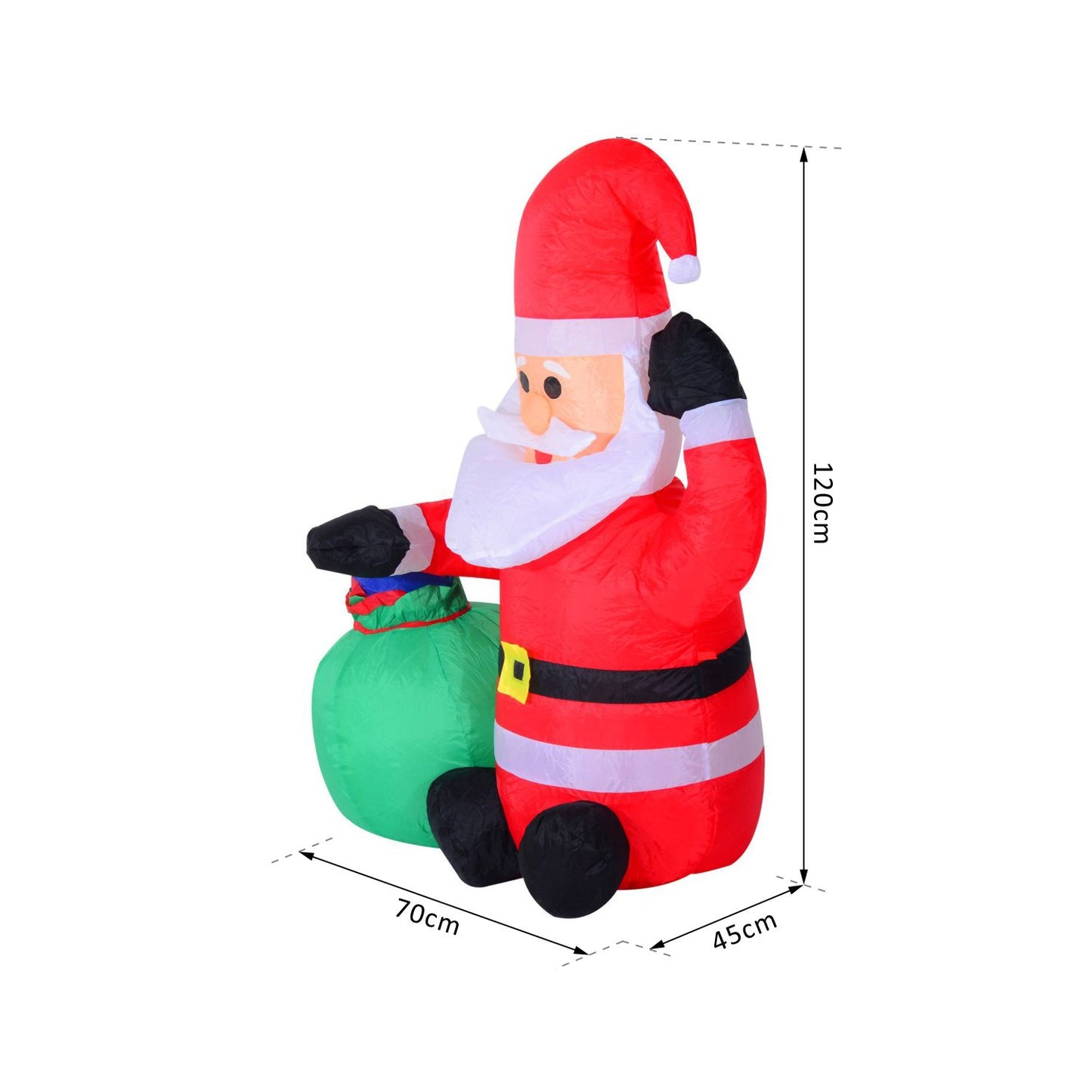 HOMCOM Inflatable Blow up Christmas Santa Claus 120cm LED