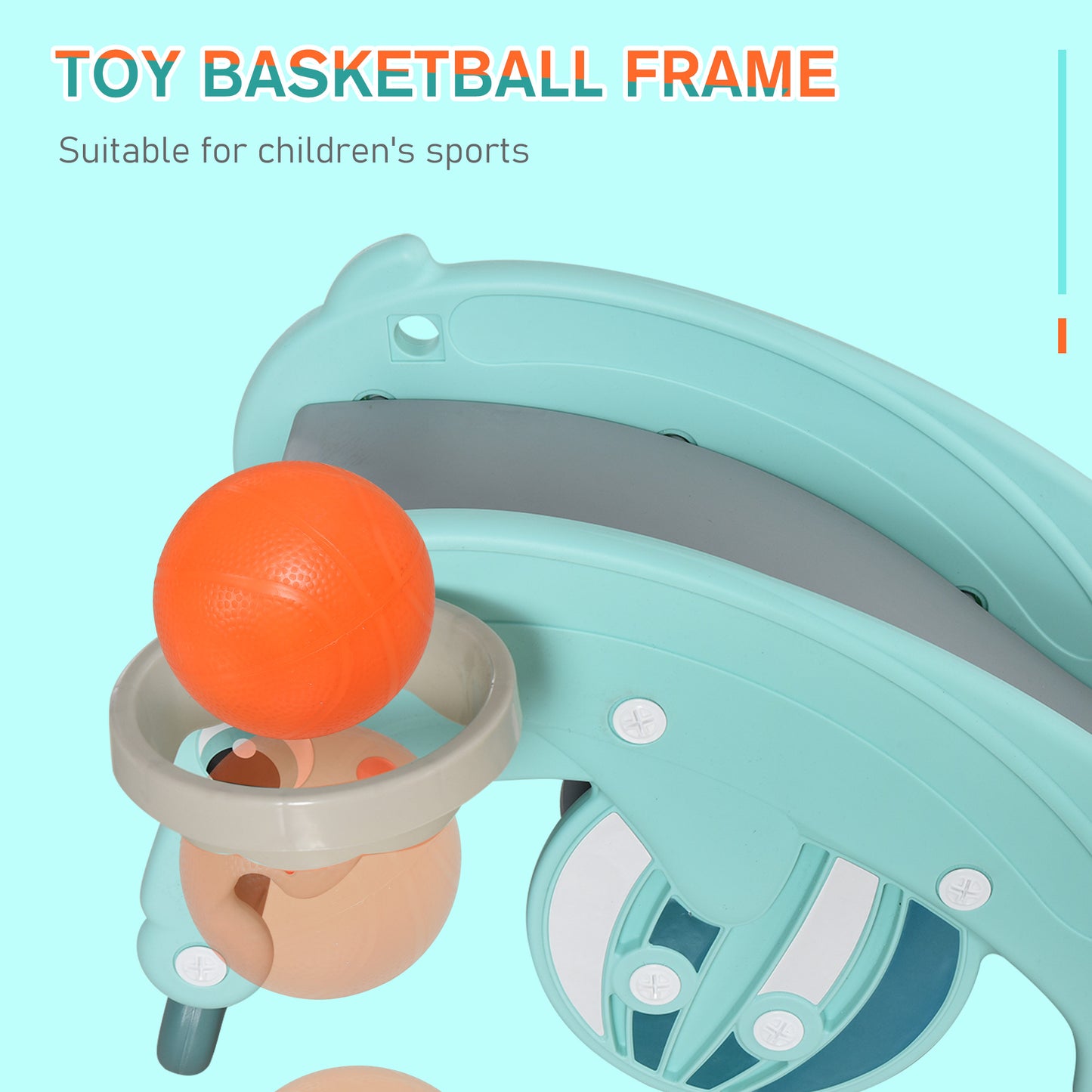 HOMCOM 3-in-1 Baby Rocking Horse Portable Slide Basketball Hoop, Age 3-5