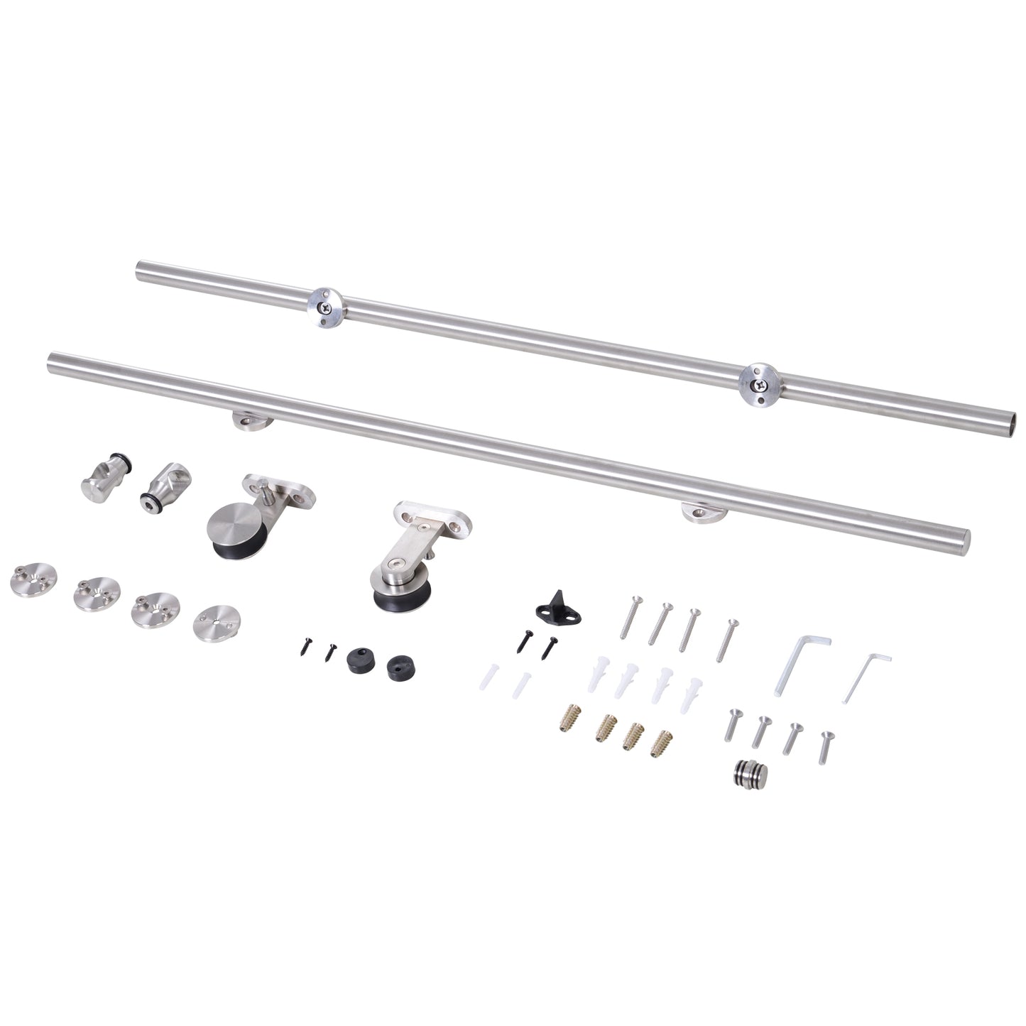 HOMCOM 35-45mm Track Stainless Steel Sliding Door Kit Silver