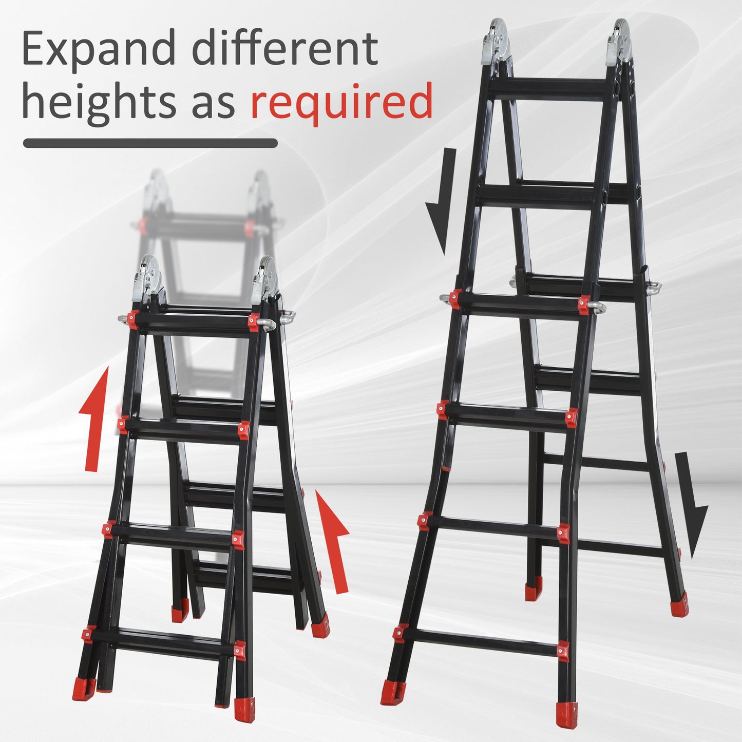 HOMCOM 4M Aluminium Telescopic Extendable Ladder w/ Non-Slip Feet