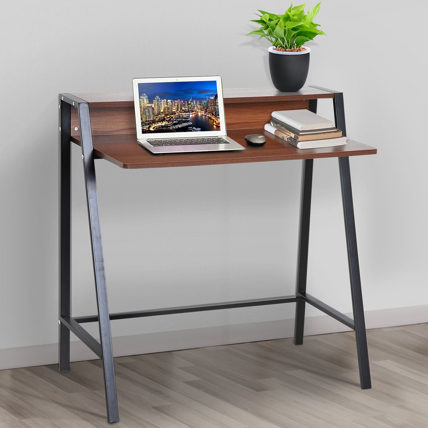 HOMCOM Computer Table, 84Lx45Wx85H cm-Walnut Colour