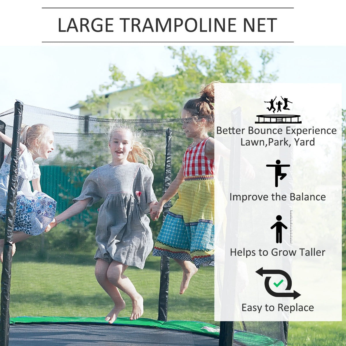 HOMCOM 10ft Trampoline Net Replacement Enclosure, Black