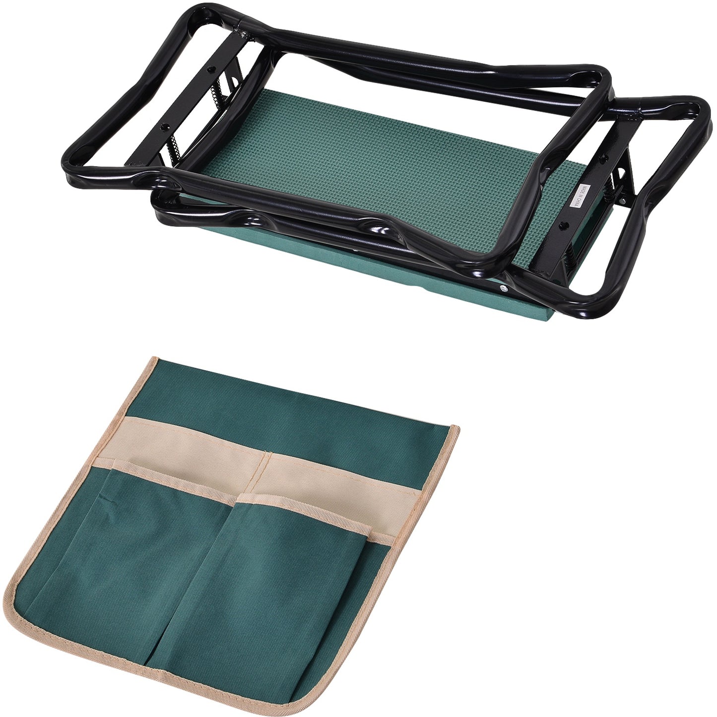 Outsunny Steel Frame Gardening Kneeler Seat w/ Pouch Green