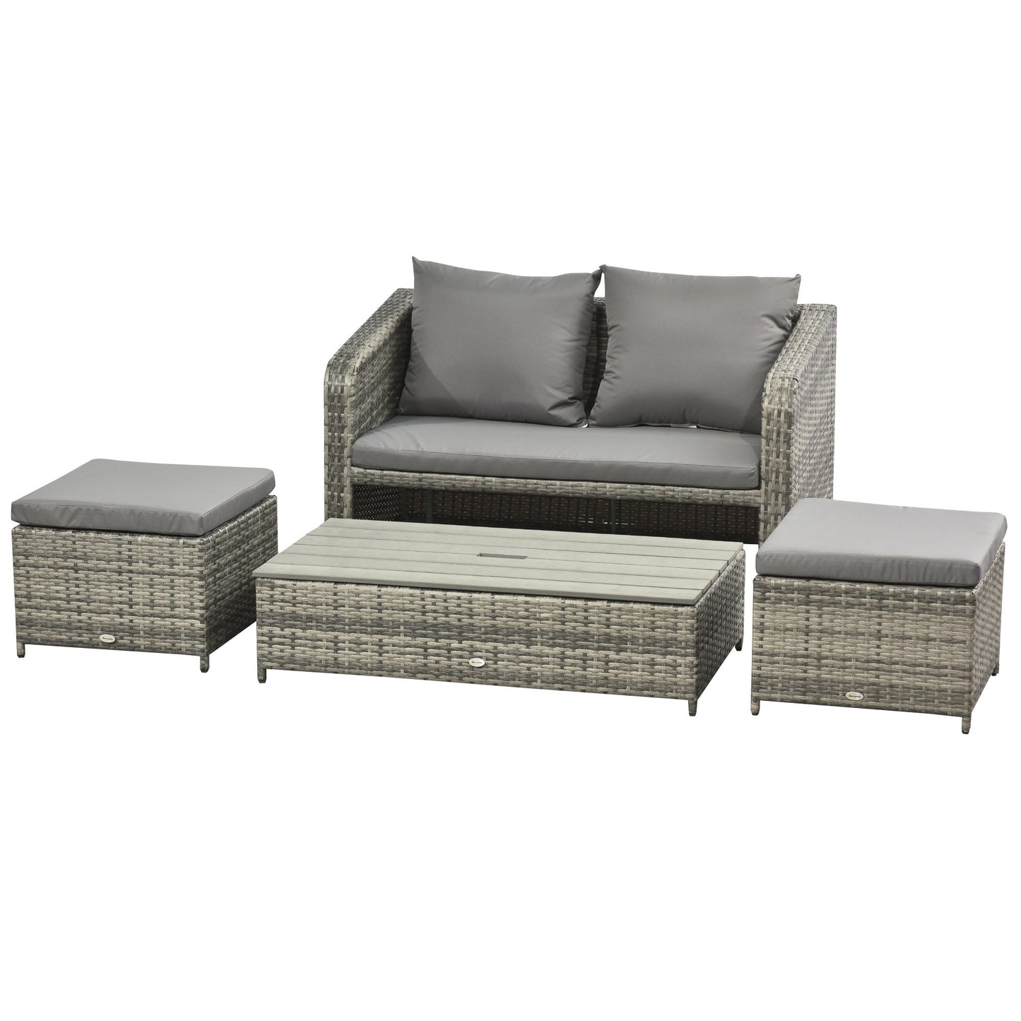 Outsunny 4-Piece Outdoor Wicker Conversation Patio Sofa Set with Lift Top Coffee Table