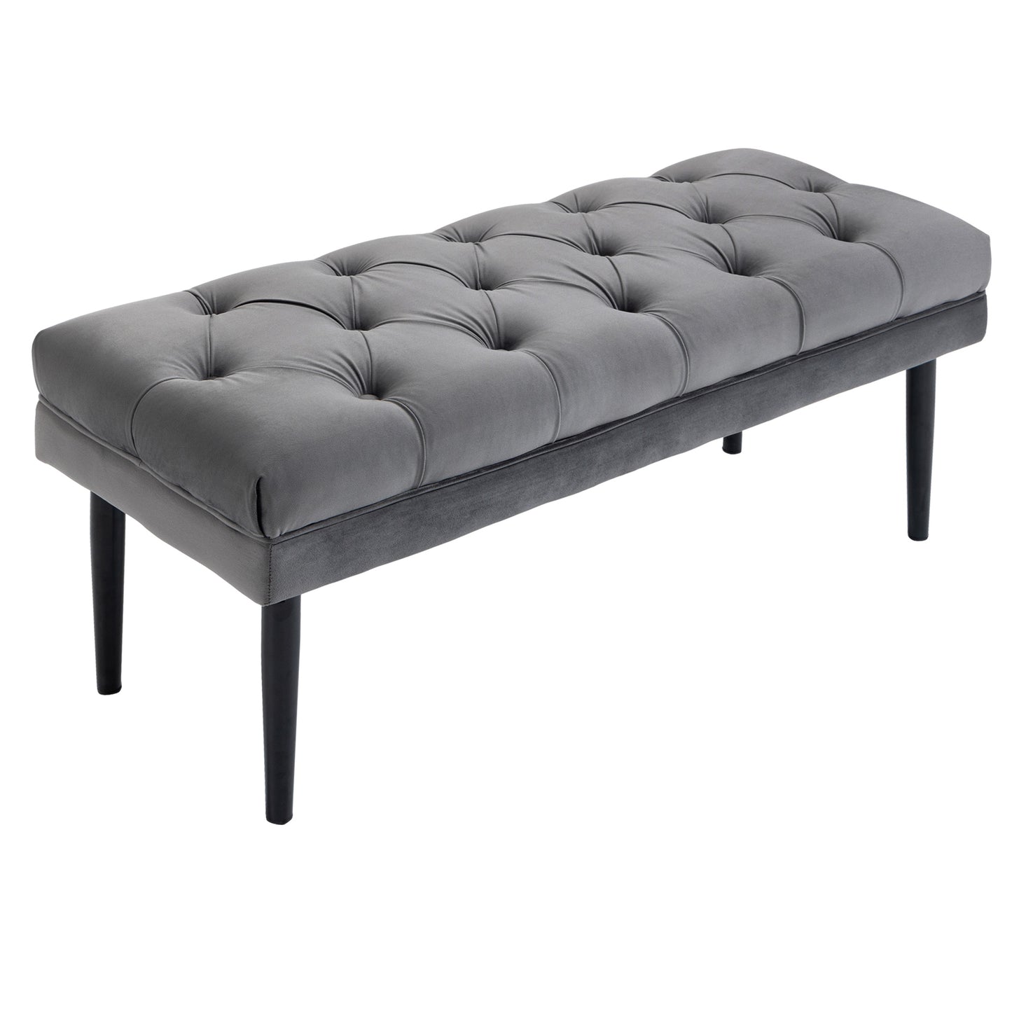 HOMCOM Bed End Bench Button Tufted Accent Bench for Living Room Bedroom Hallway Grey