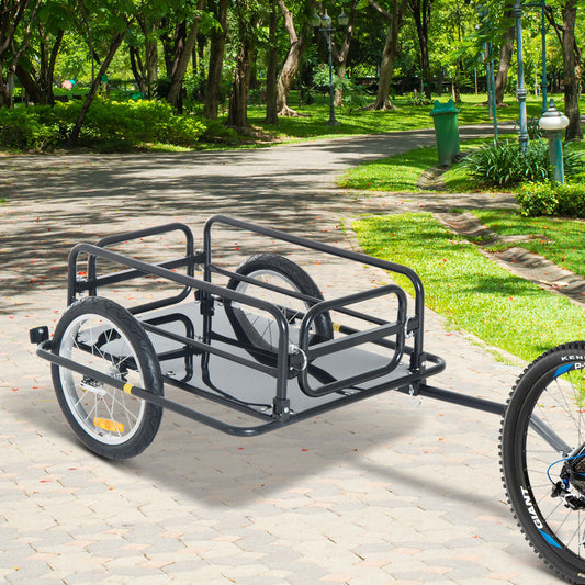 HOMCOM Bike Cargo Trailer in Steel Frame-Black