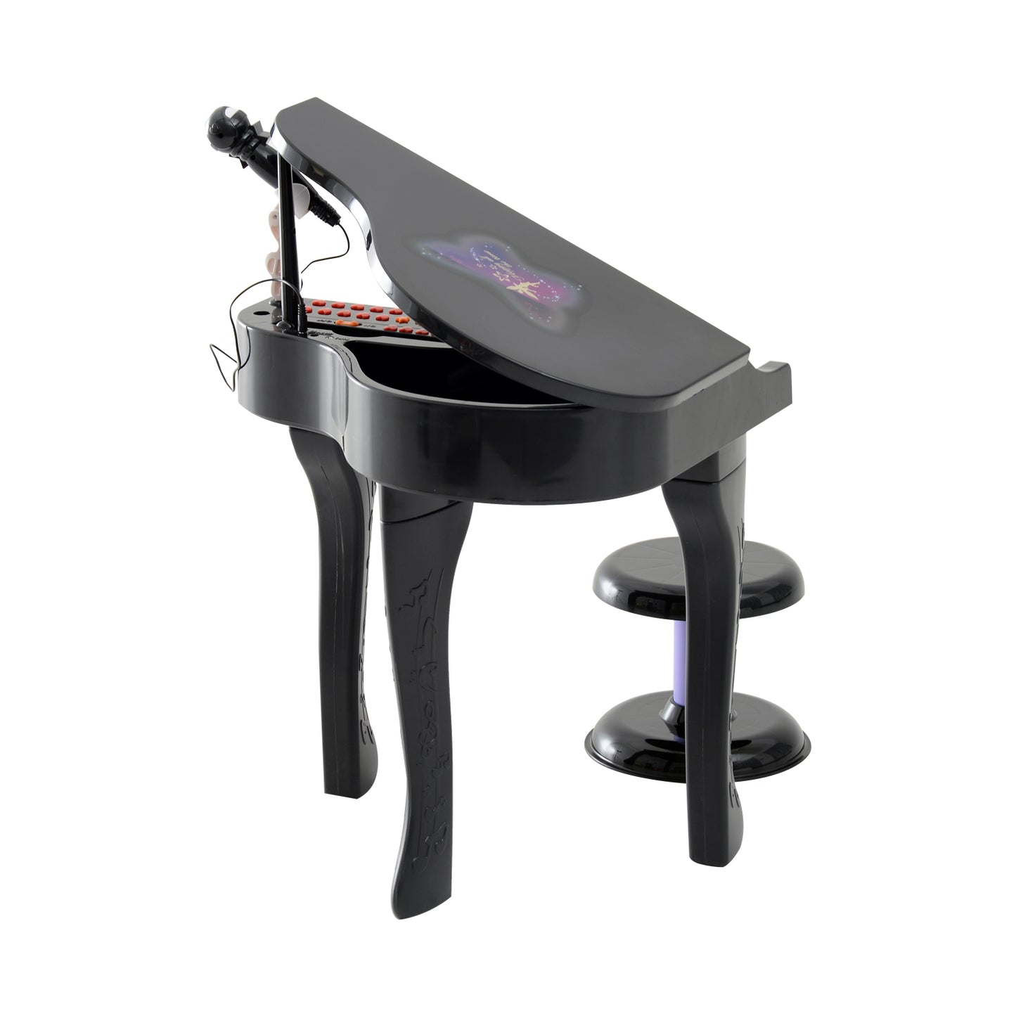 HOMCOM Mini Electronic  Piano W/Stool-Black