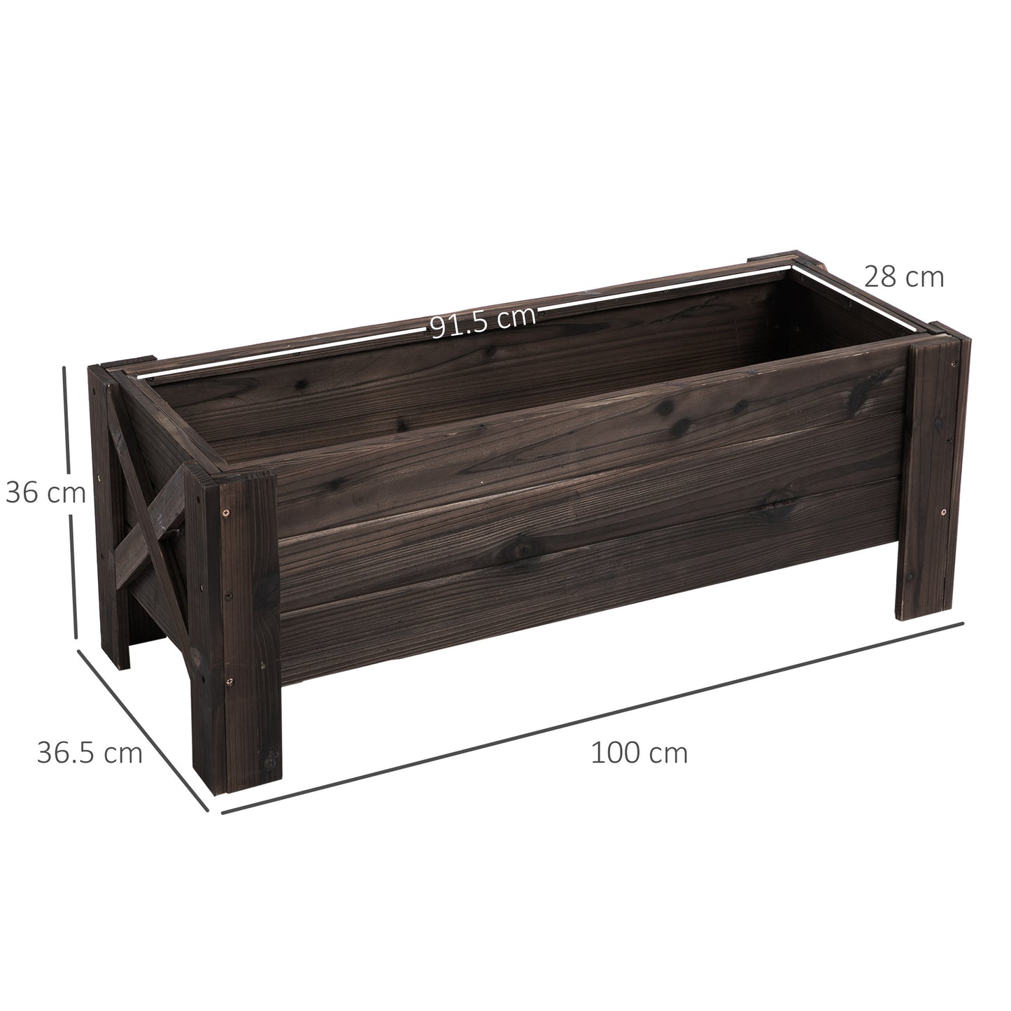 Outsunny Wooden Garden Raised Bed Planter Grow Containers Patio Flower Vegetable Pot