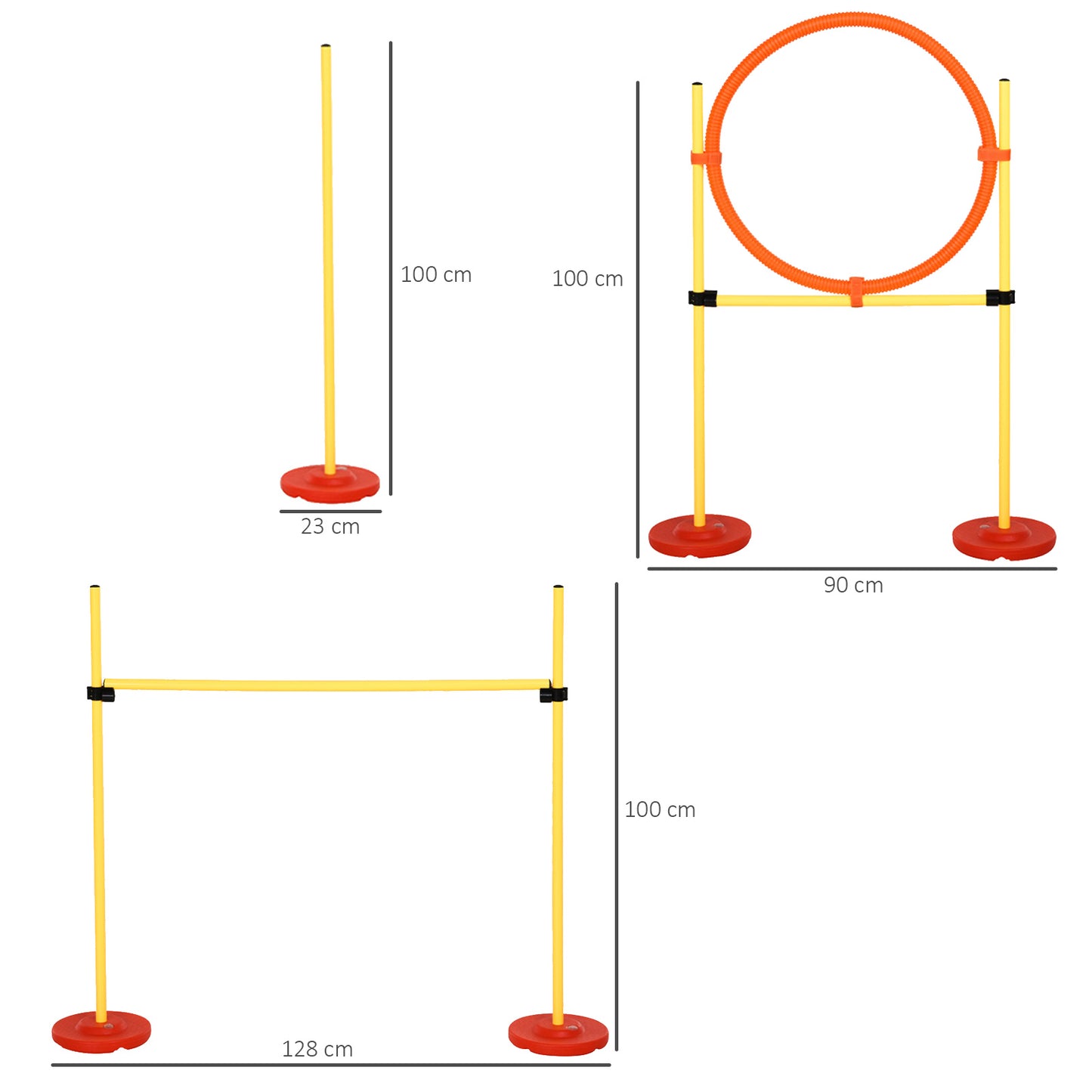 PawHut Dogs Plastic 3-Course Agility Set Yellow