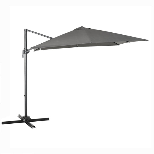 Outsunny 2.7m Outdoor Cantilever Roma Parasol 360° Rotating w/ Cross Base Dark Grey