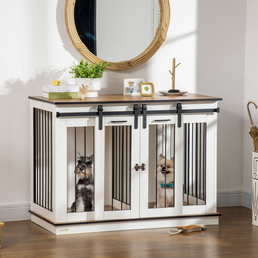 PawHut Two-Room Modern Dog Crate, with Removable Divider