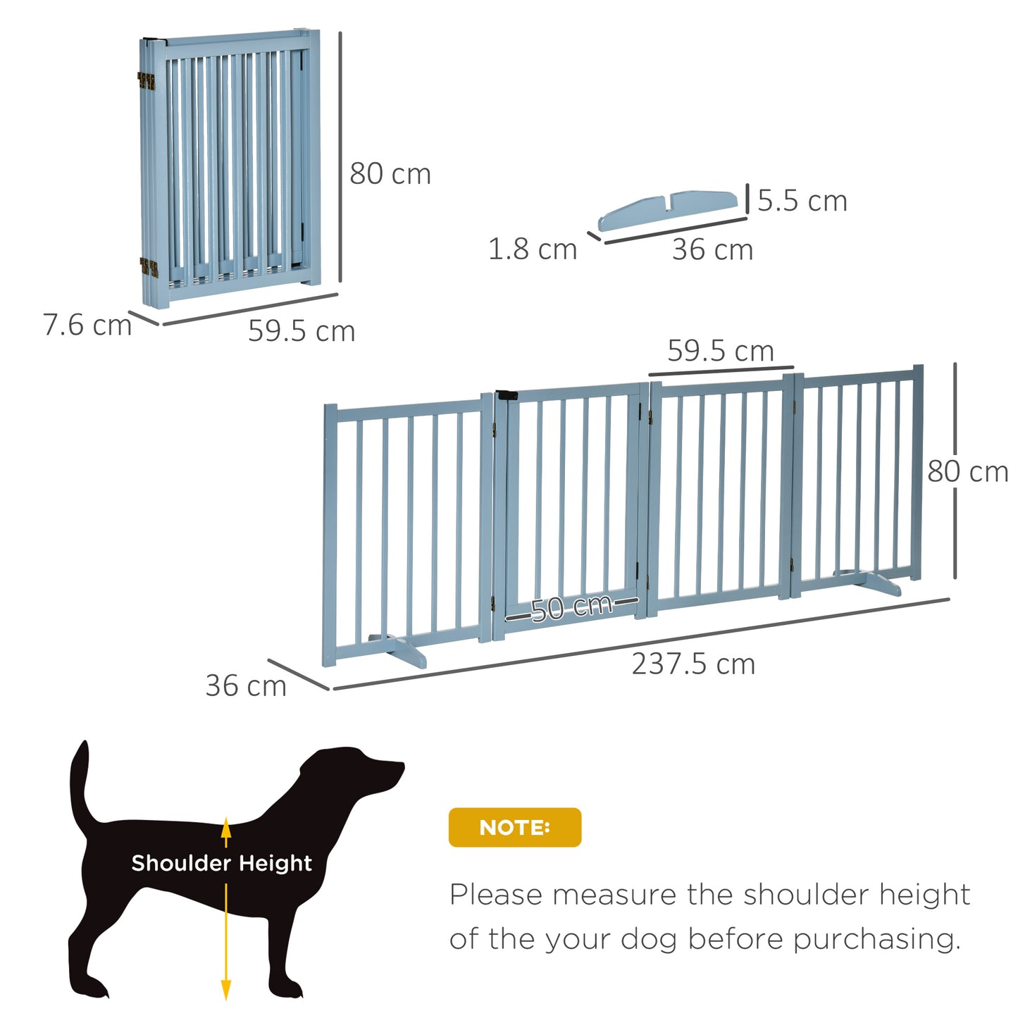 PawHut Wooden Foldable Dog Safety Barrier w/ 4 Panels for Small and Medium Dogs Blue