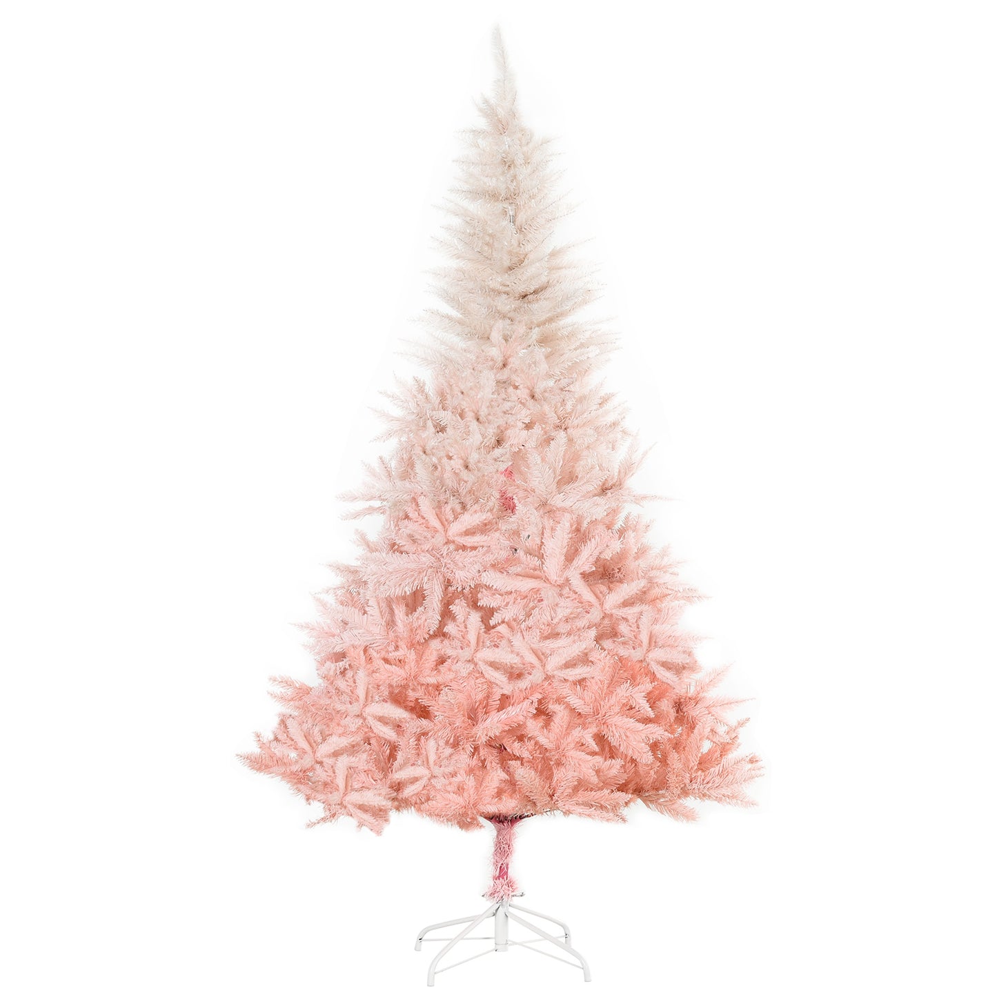 HOMCOM 180cm Realistic Design Faux Christmas Tree w/ Metal Stand and Quick Setup, Pink