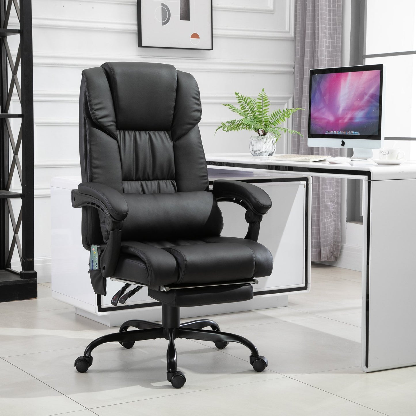 Vinsetto PU Leather 6-Point Massage Desk Chair w/ Remote Black