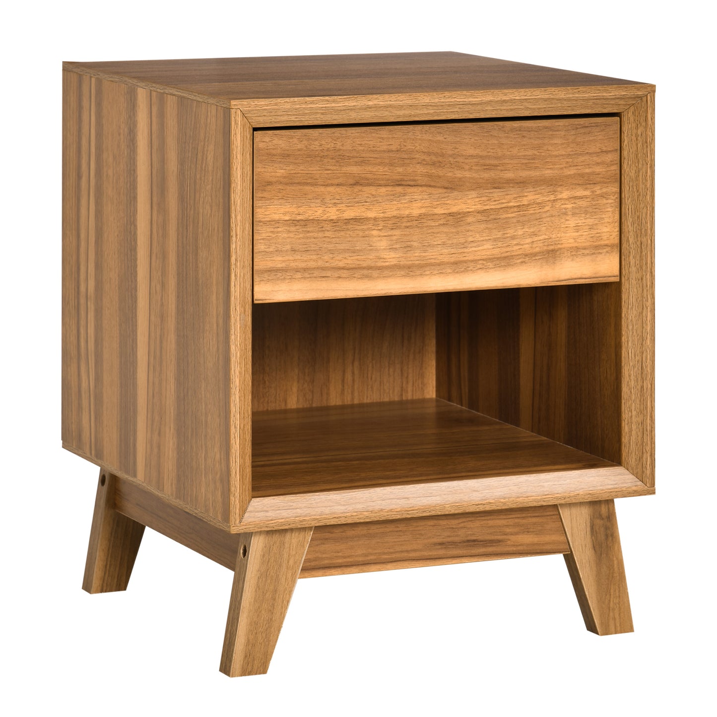 HOMCOM Modern Bedside Table Nightstand, End Table, Side Table with Drawer and Shelf