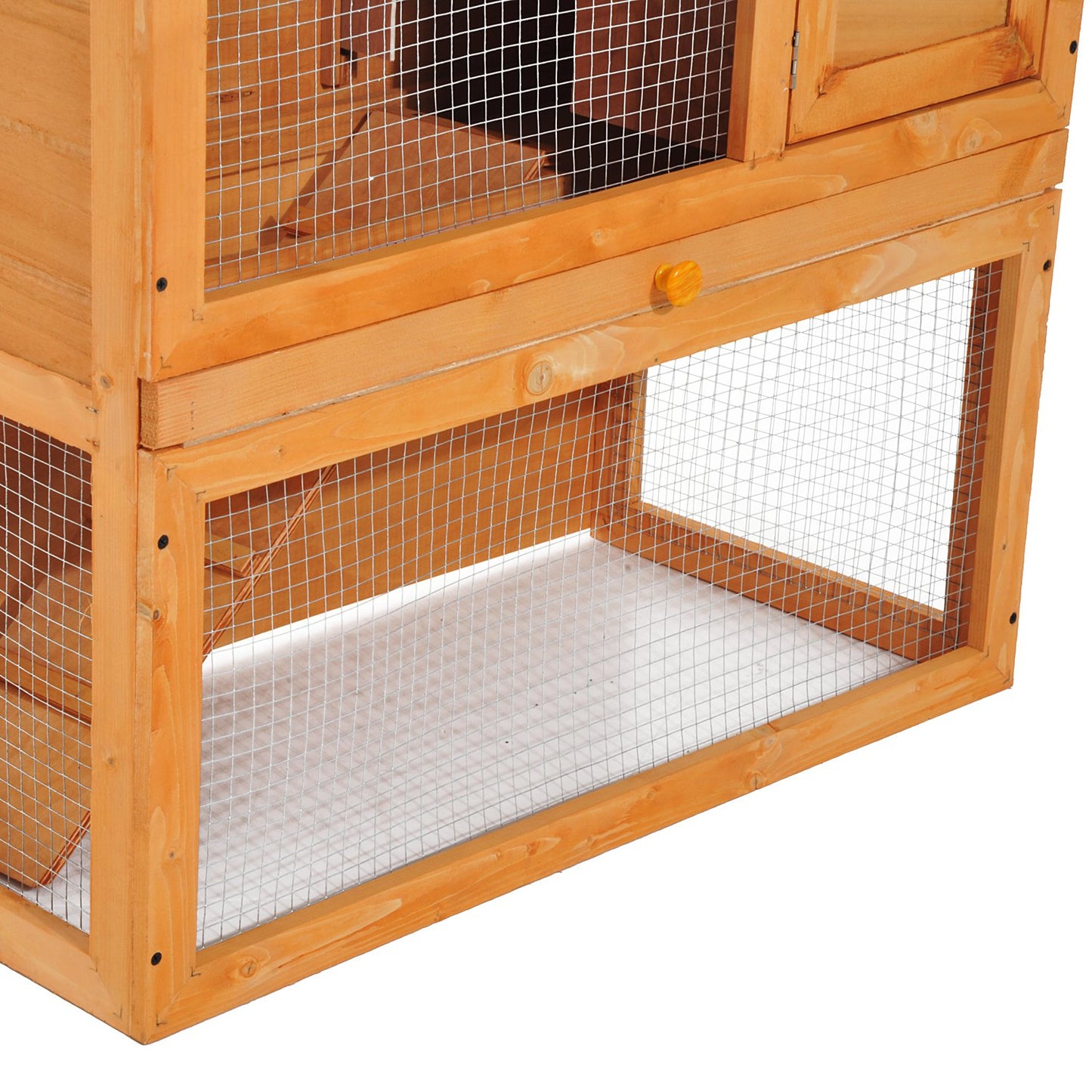 Pawhut Wooden  90cm 2 Tiers Rabbit Hutch