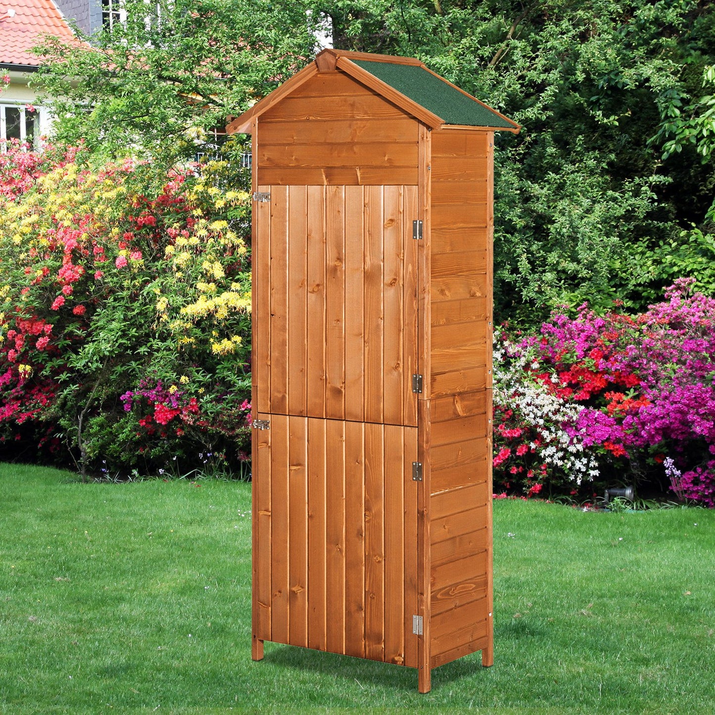 Outsunny 1.6 x 6.2ft Wooden Shed Timber Garden Storage Shed Outdoor Sheds