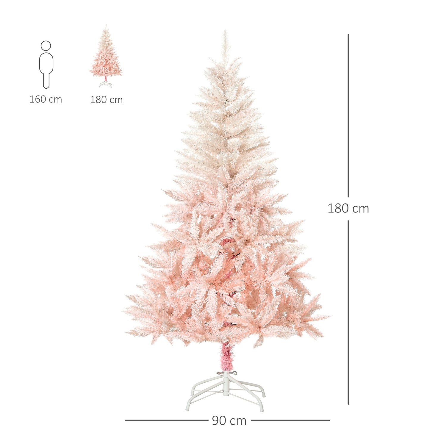 HOMCOM 180cm Realistic Design Faux Christmas Tree w/ Metal Stand and Quick Setup, Pink