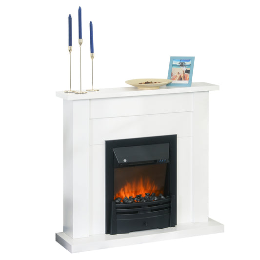 HOMCOM 2000W 5-Level MDF Electric Fireplace Heater w/ Remote White