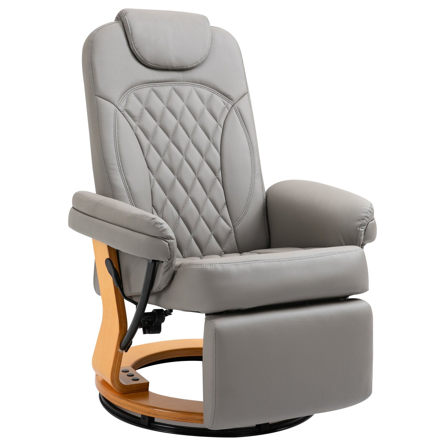HOMCOM PU Recliner Lounge Chair with Footrest Wood Base for Home Office Grey