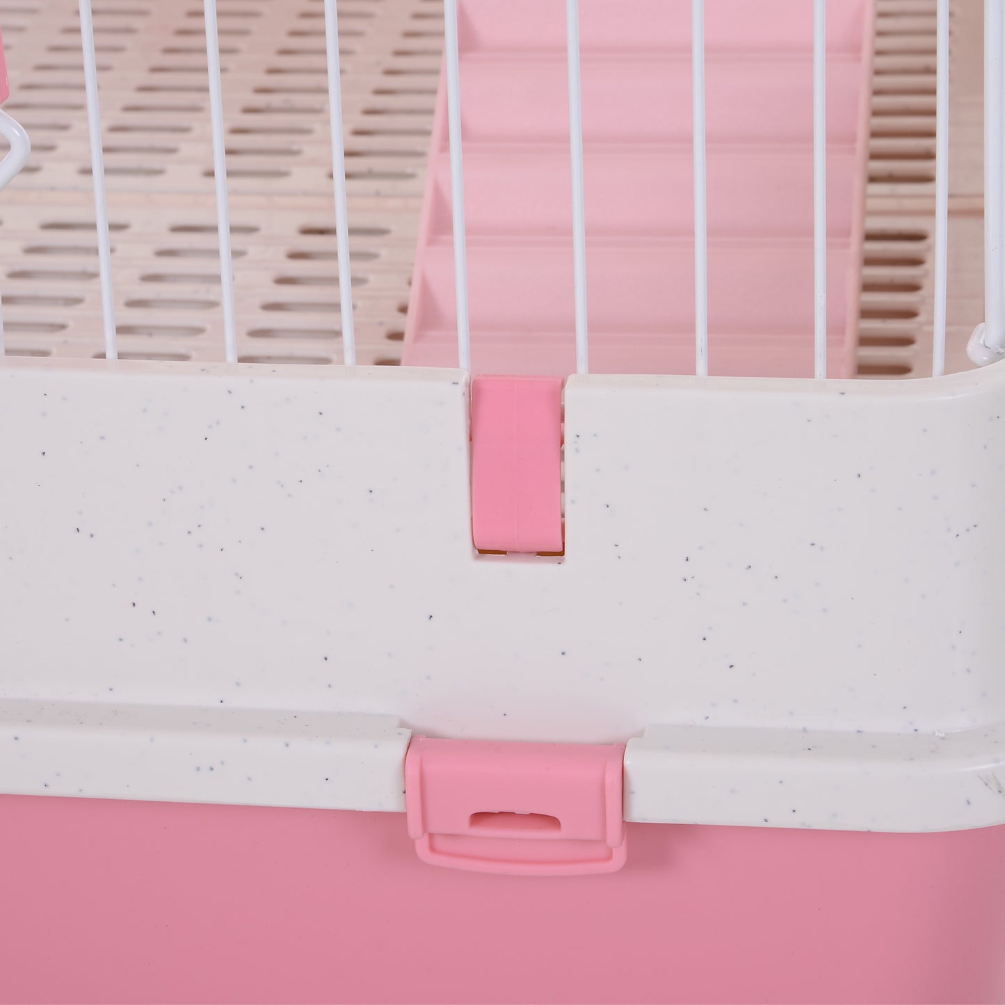 PawHut Four-Tier Small Animal Cage, for Bunnies, Ferrets, Chinchillas w/ Wheels, Tray, Pink