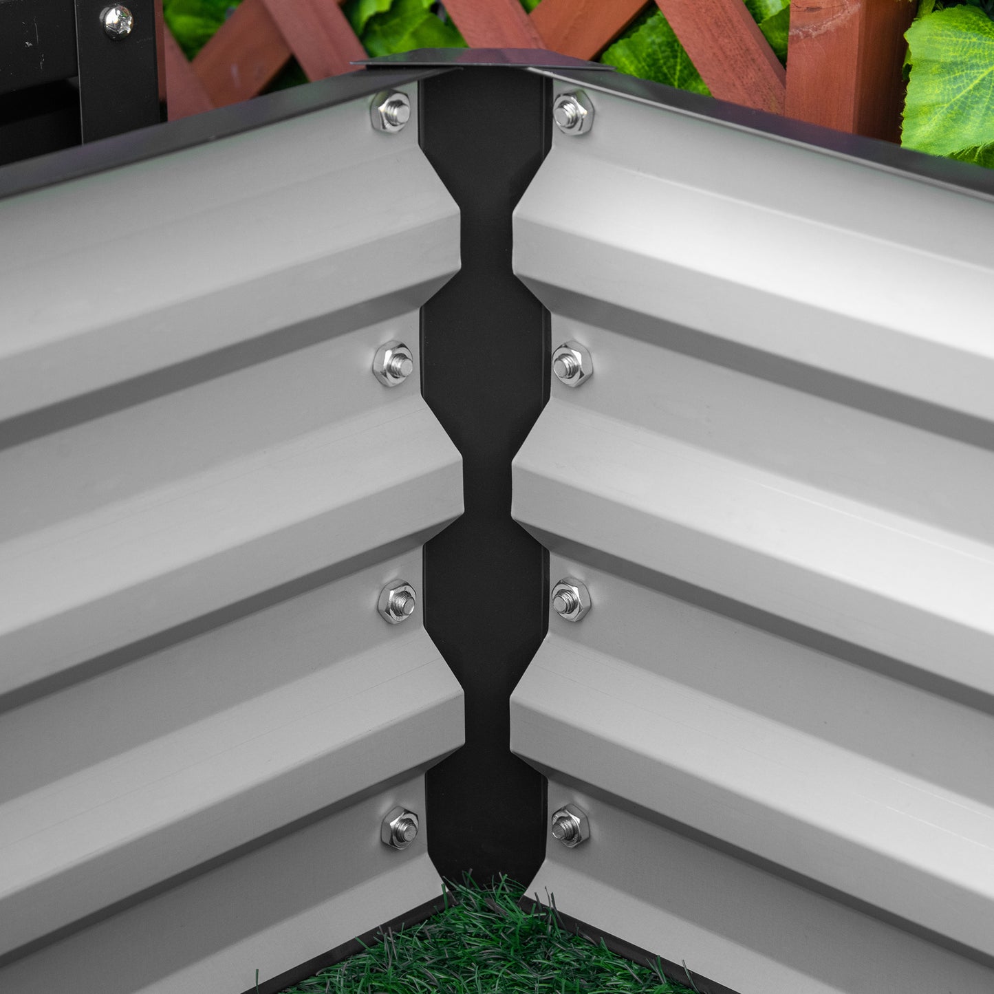 Outsunny Set of 2 Raised Garden Bed Outdoor Elevated Galvanised Planter Box for Flowers Herbs 60x60x30.5cm Grey