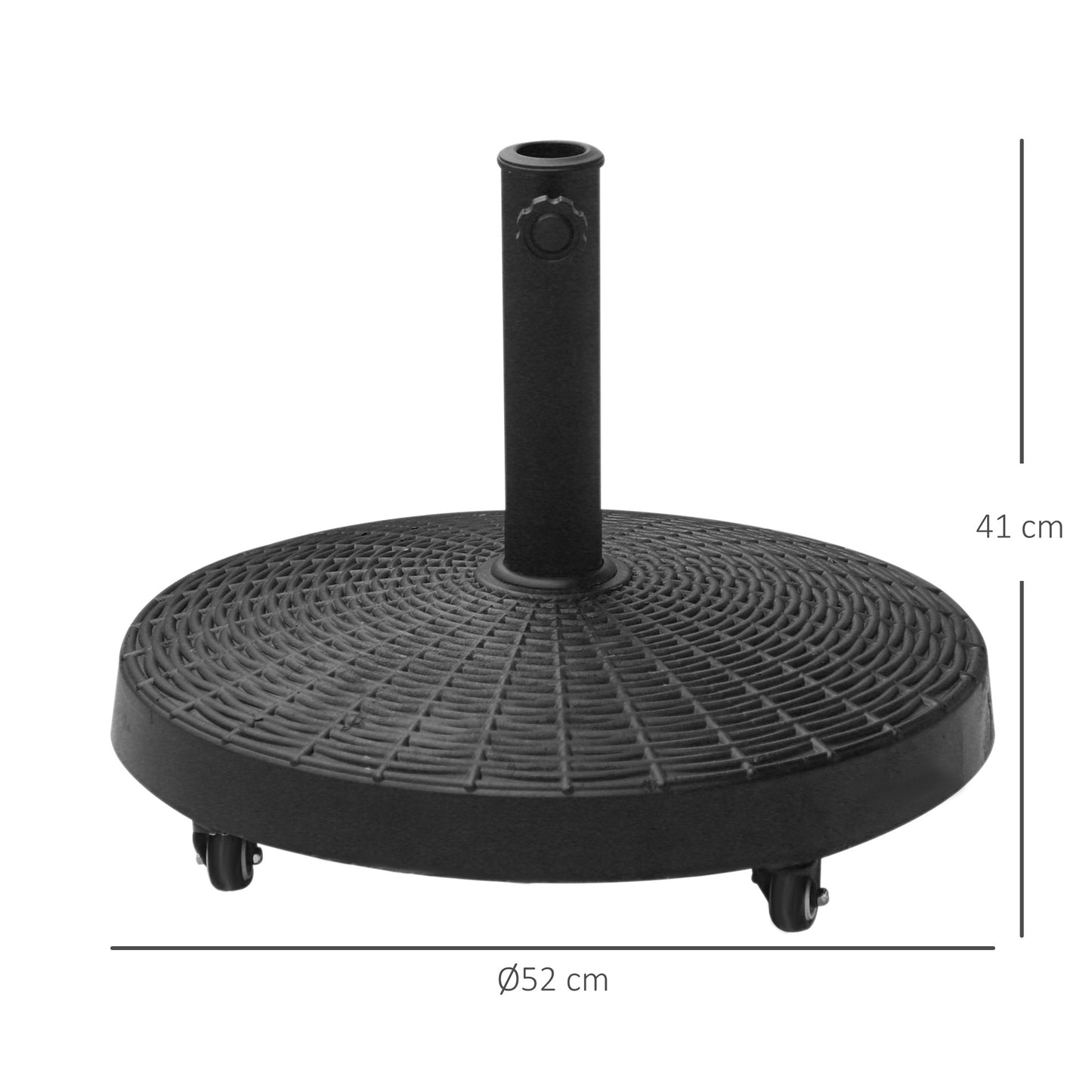 Outsunny Resin Patio Umbrella Base on Wheels Parasol Stand W/Wheels-Black