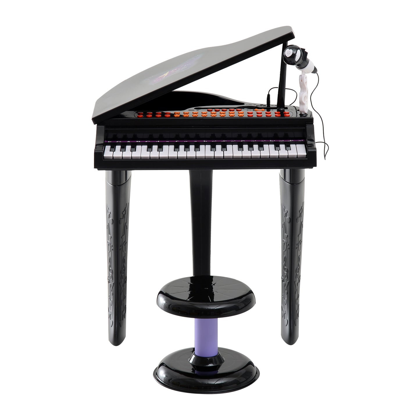 HOMCOM Mini Electronic  Piano W/Stool-Black