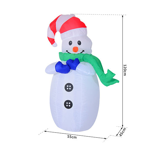 HOMCOM Inflatable Christmas Snowman 120 cm W/LED Lights-Multicolour