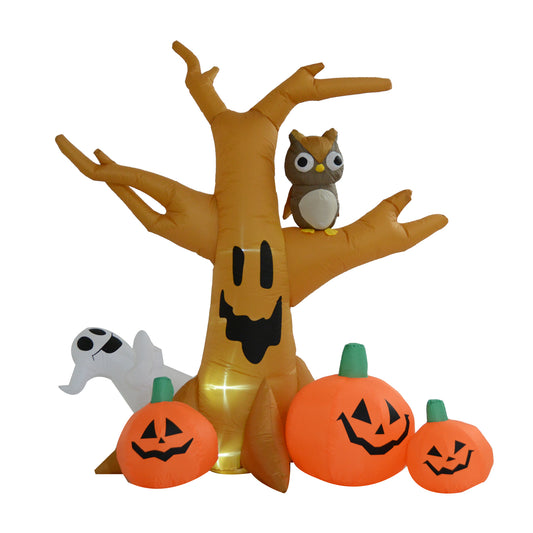 HOMCOM Halloween Inflatable Tree W/Pumpkins LED Lights
