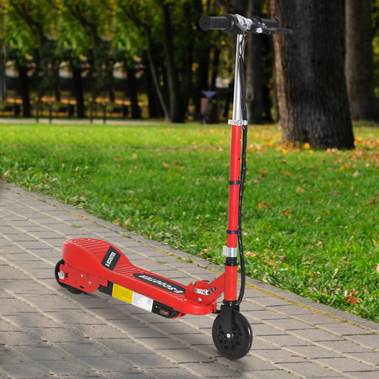 HOMCOM Folding Kids Electric Scooter Ride on Toy, Age 7-14-Red/Black