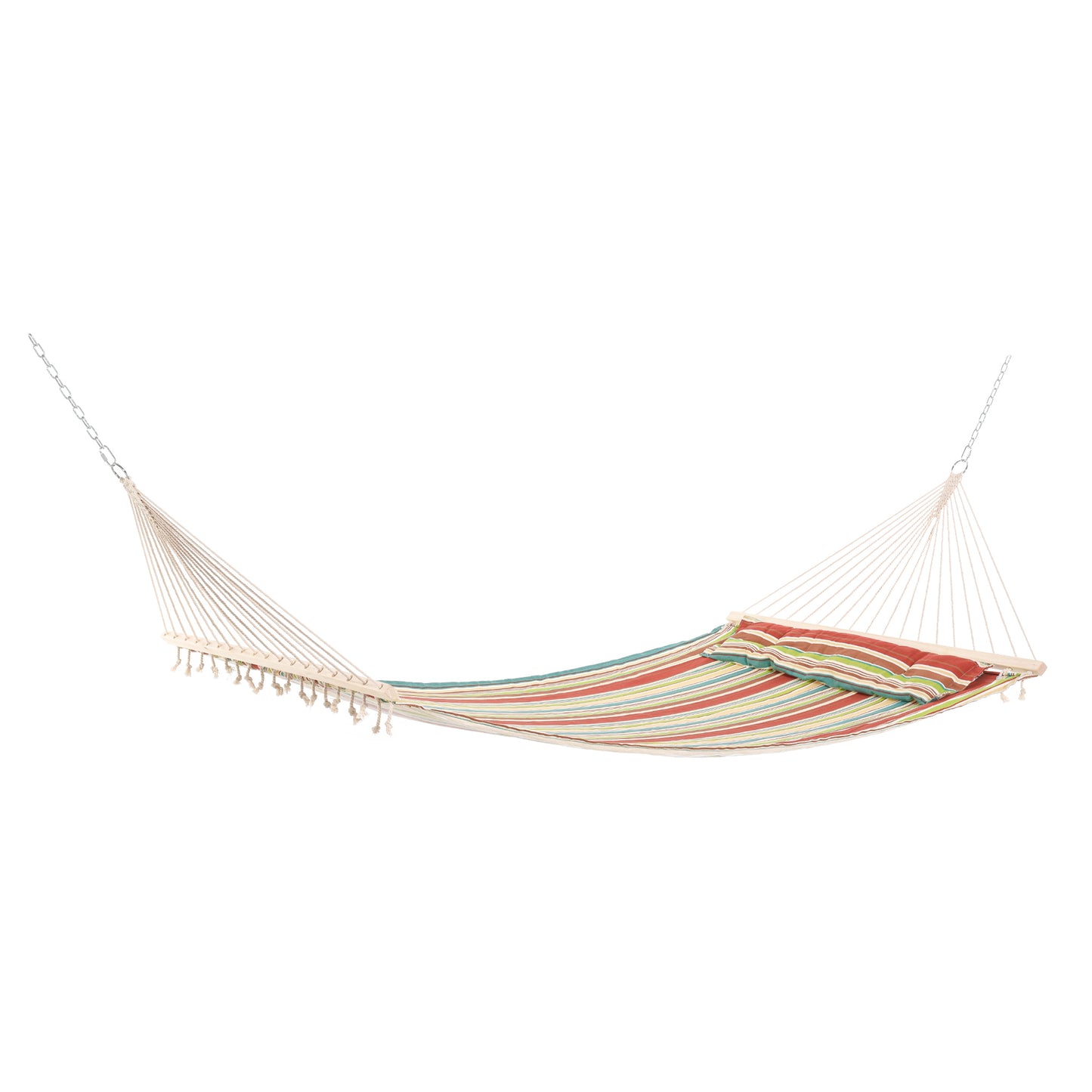 Outsunny Double Outdoor Patio Cotton Hammock Swing Bed Pillow Green