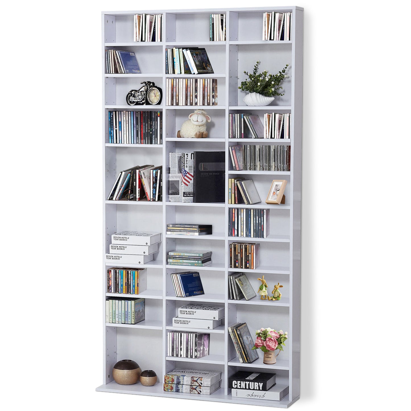 HOMCOM 195Hx102Wx23.5D cm Wooden Bookcase-White