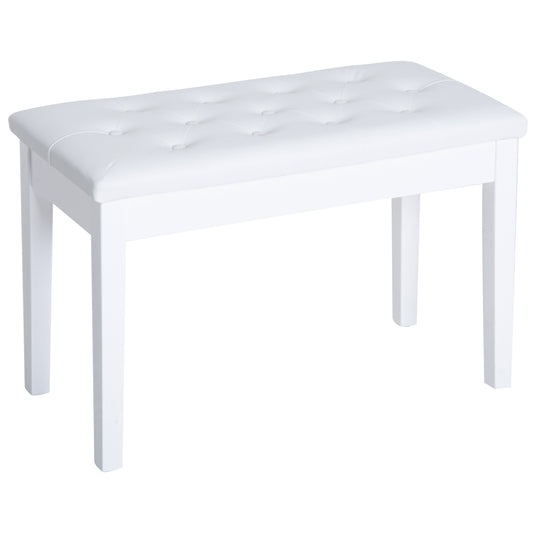 HOMCOM Piano Bench FauxLeather Stool Storage Bench, size ( 76x36x50cm)-White