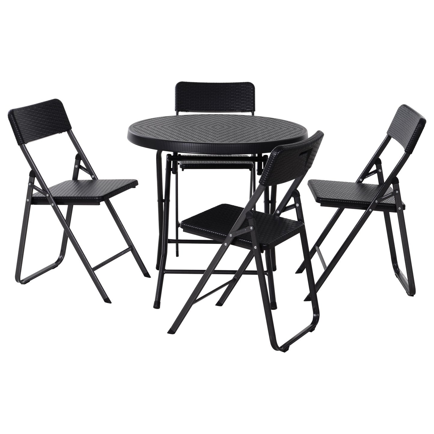 Outsunny Five Piece Rattan Effect Outdoor Patio Set Black