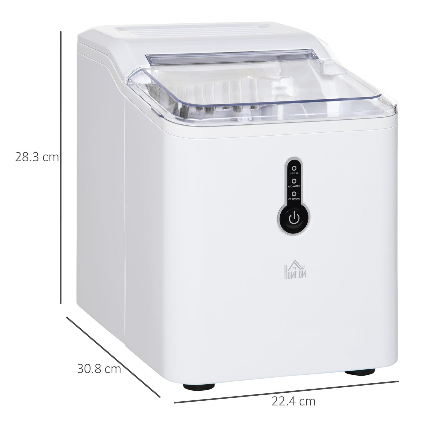 HOMCOM 12kg Countertop Compact Ice Maker, White