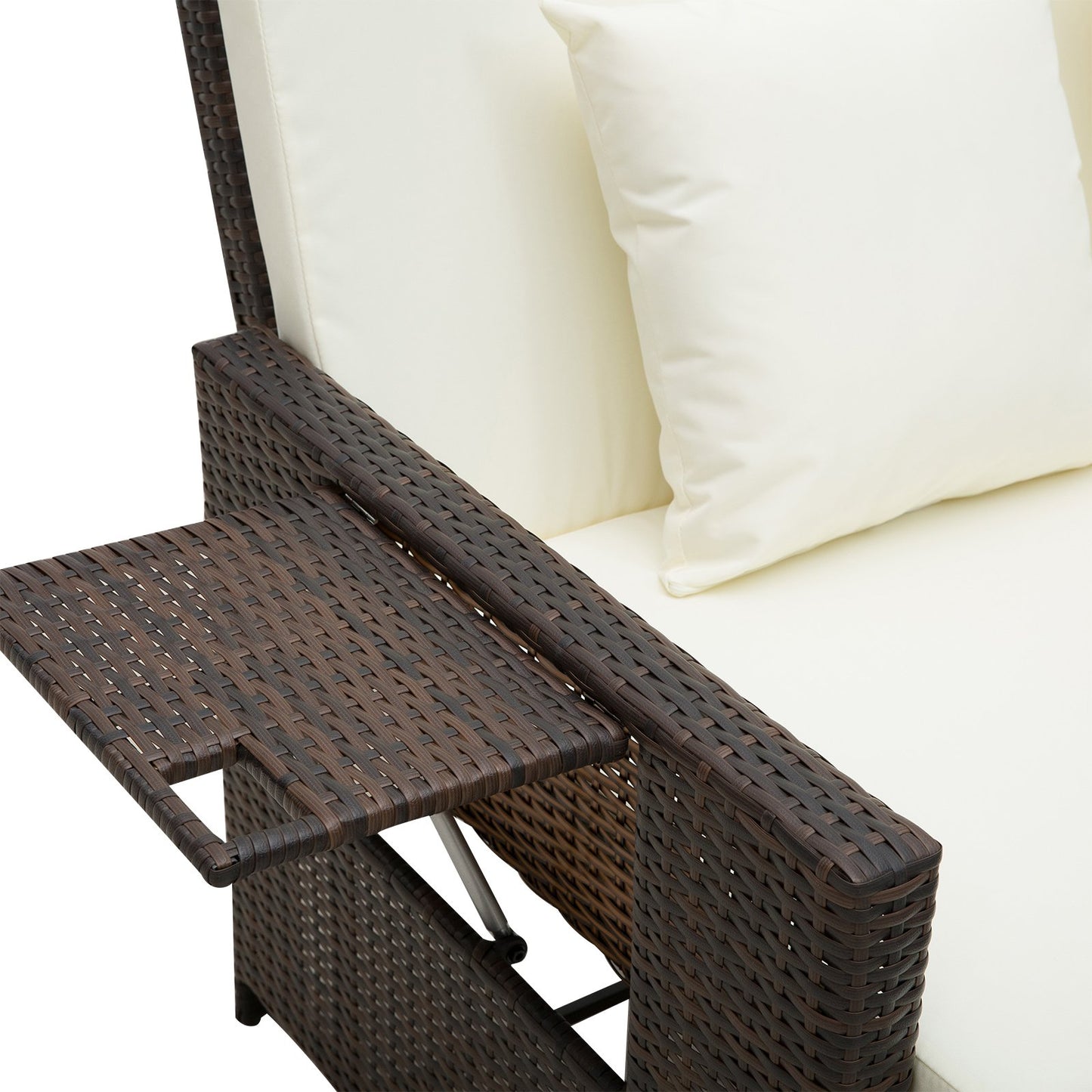 Outsunny Rattan Sun Lounger 2-Seater Day Bed-Brown