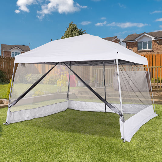 Outsunny 3.6m x 3.6m Pop Up Steel Frame Garden Gazebo White