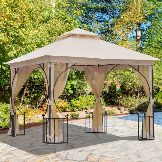 Outsunny Gazebo, 3Lx3Wx2.75H M-Beige