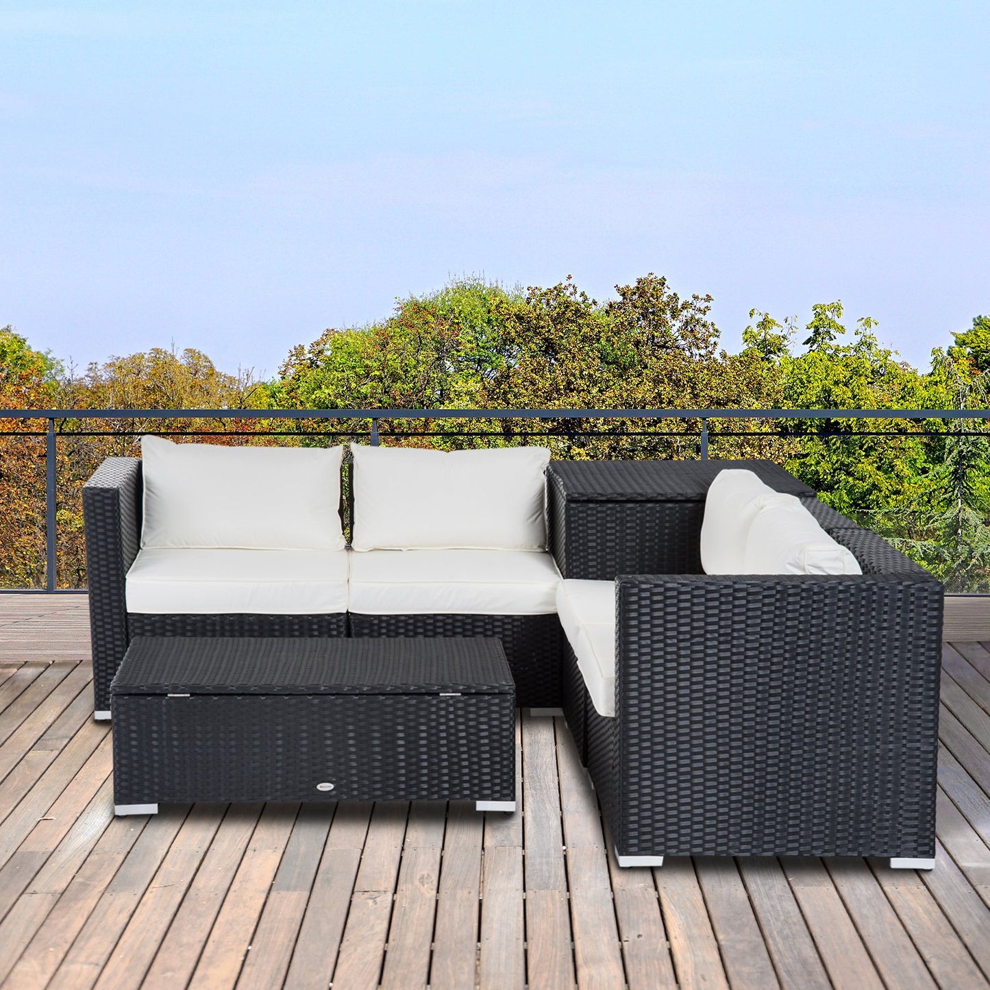 Outsunny 6 PCs Rattan Sofa Set W/Cushions-Black/Beige