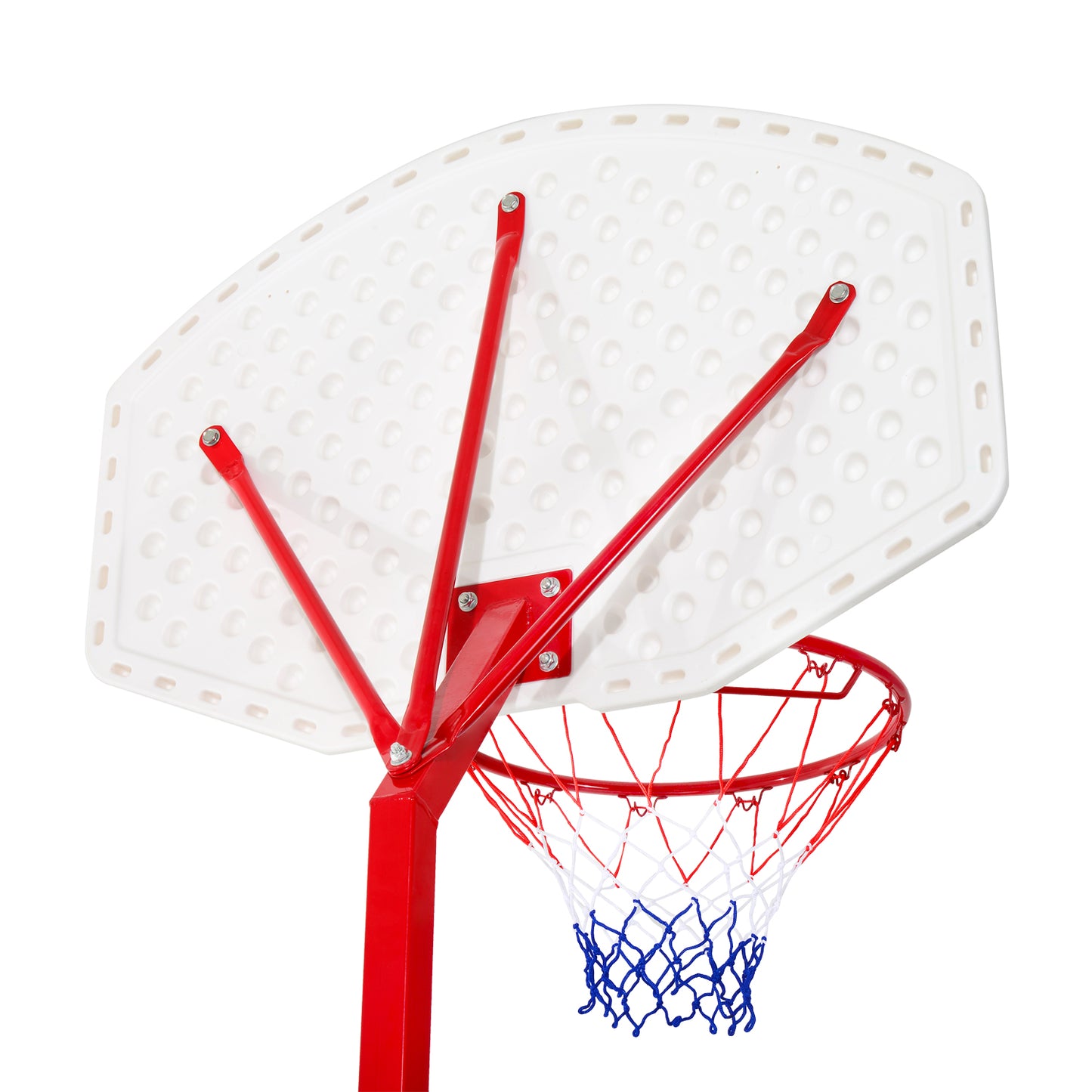 HOMCOM Steel Basketball Stand Height Adjustable Hoop Backboard Red