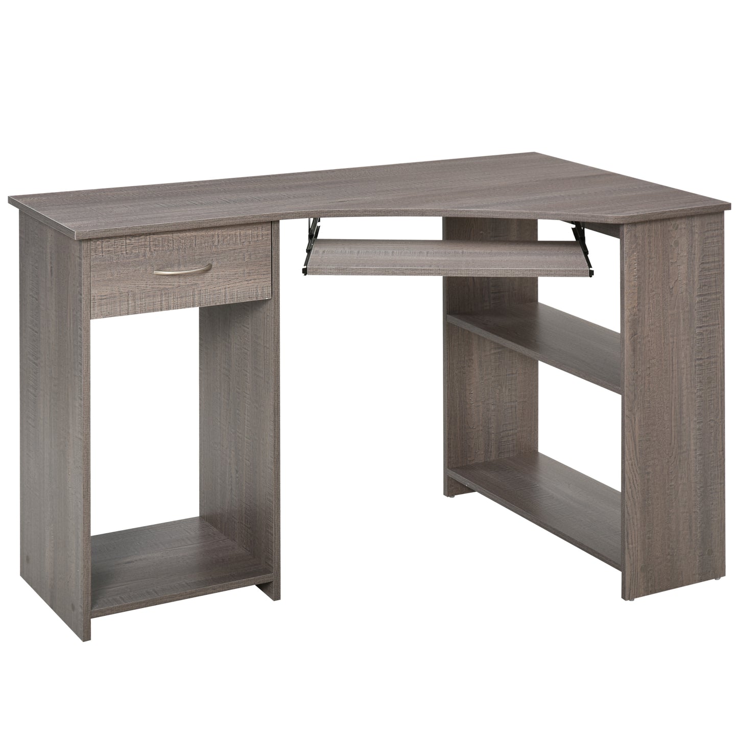 HOMCOM Particle Board Corner Computer Desk Grey